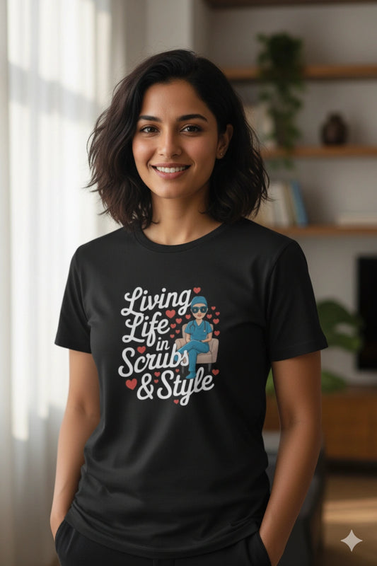 Living Life In Scrub and Style - Premium Tshirt For Women