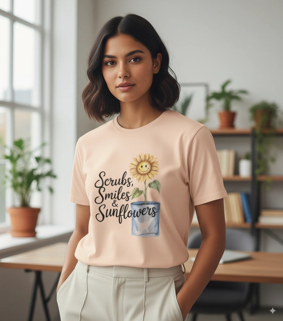Scrubs smiles and sunflowers Tshirt