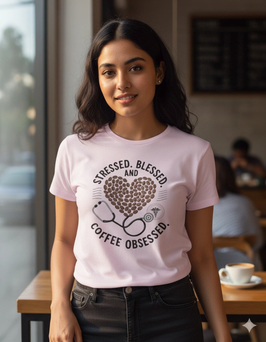 Stressed Blessed and Coffee obsessed T-Shirt
