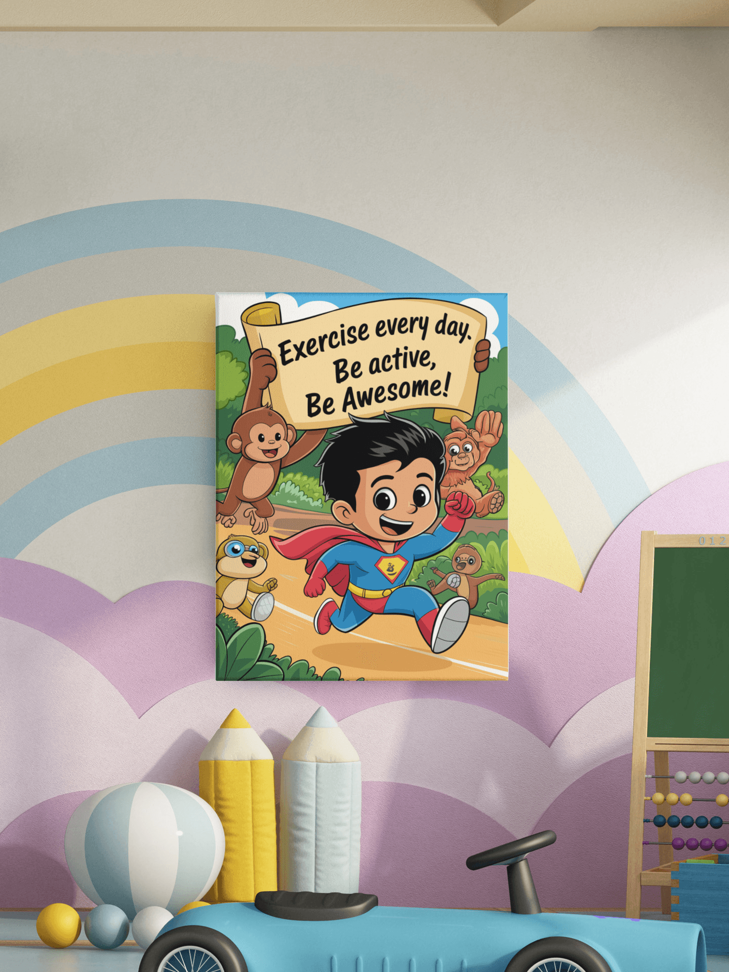 Exercise Everyday - Kids Poster with self adhesive strips