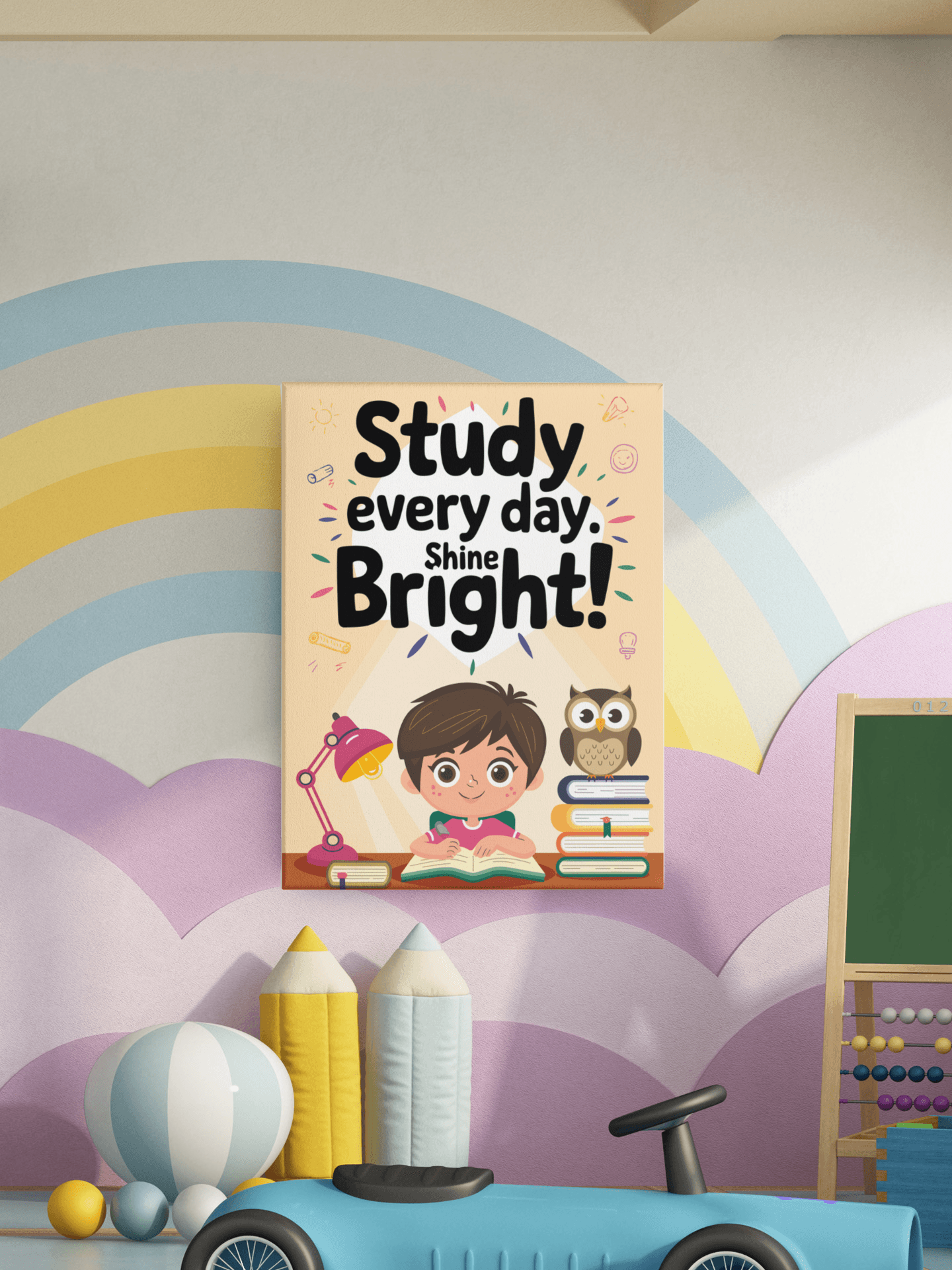 Study Everyday - Kids Poster with self adhesive strips
