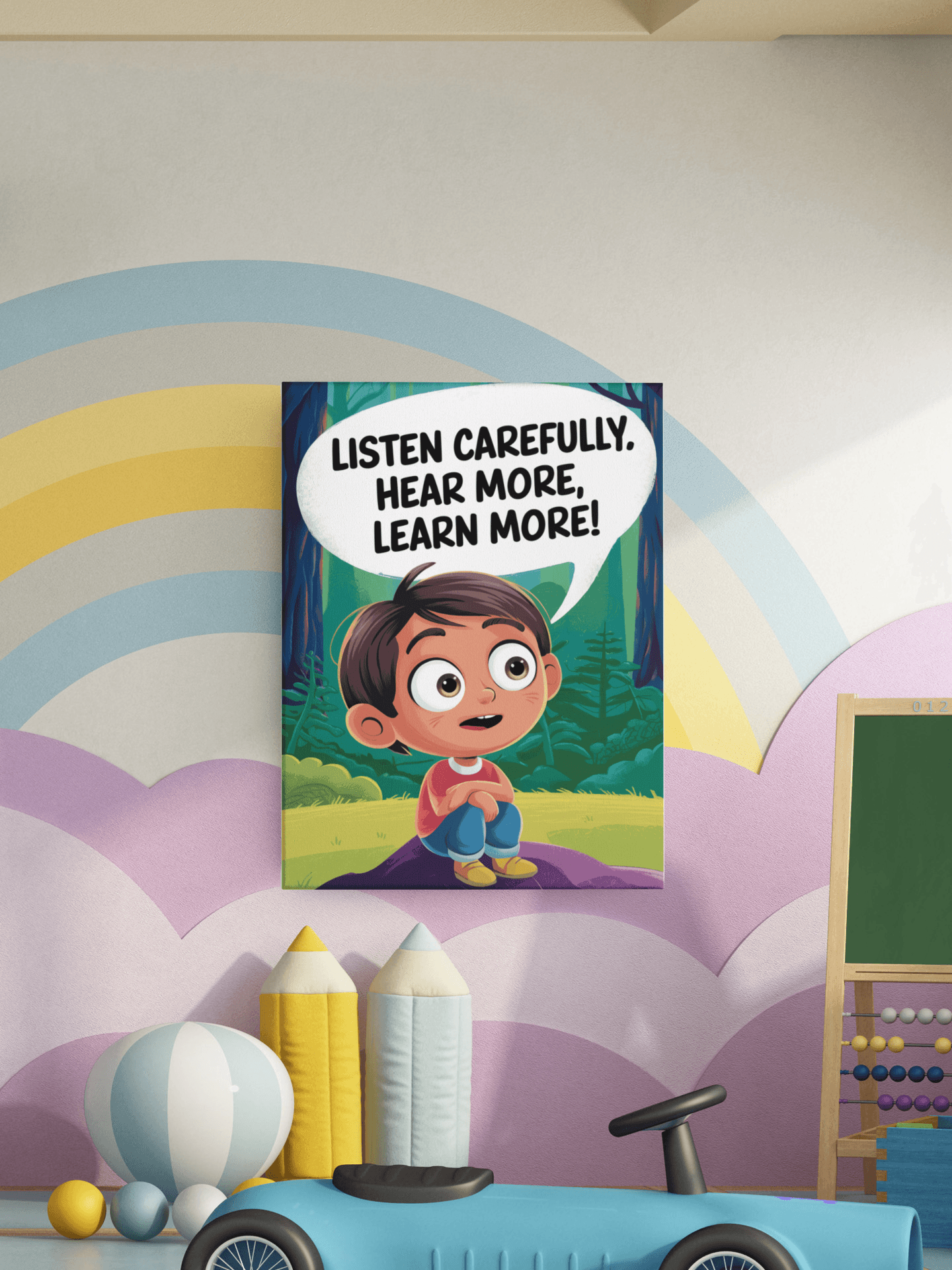 Listen Carefully - Kids Poster with self adhesive strips