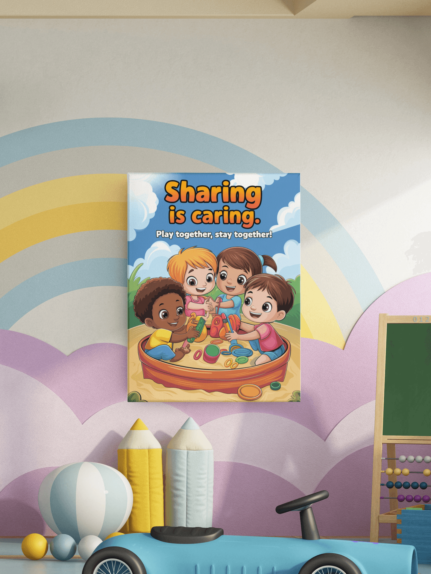 Sharing Is Caring - Kids Poster with self adhesive strips