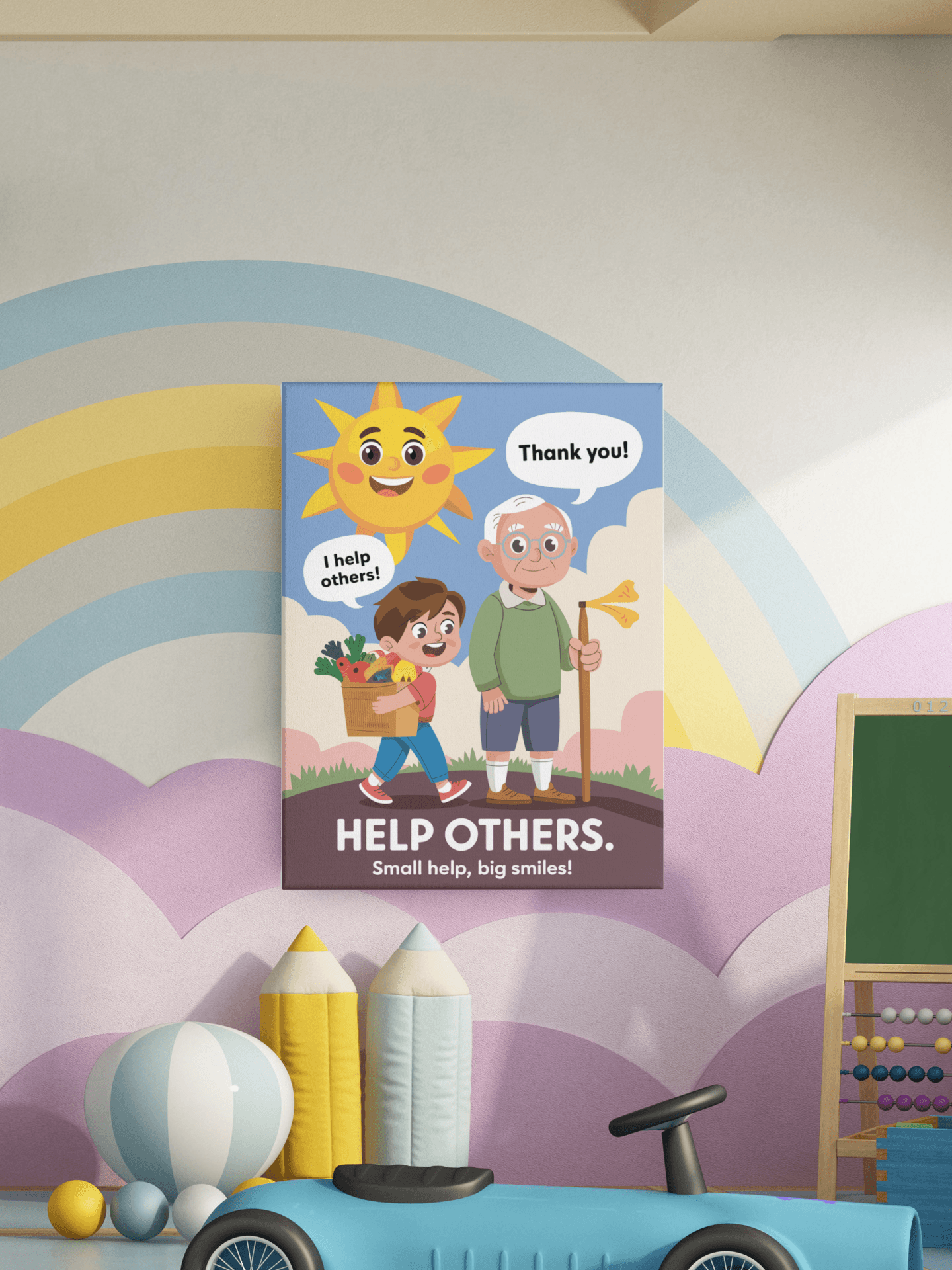 Help Others - Kids Poster with self adhesive strips