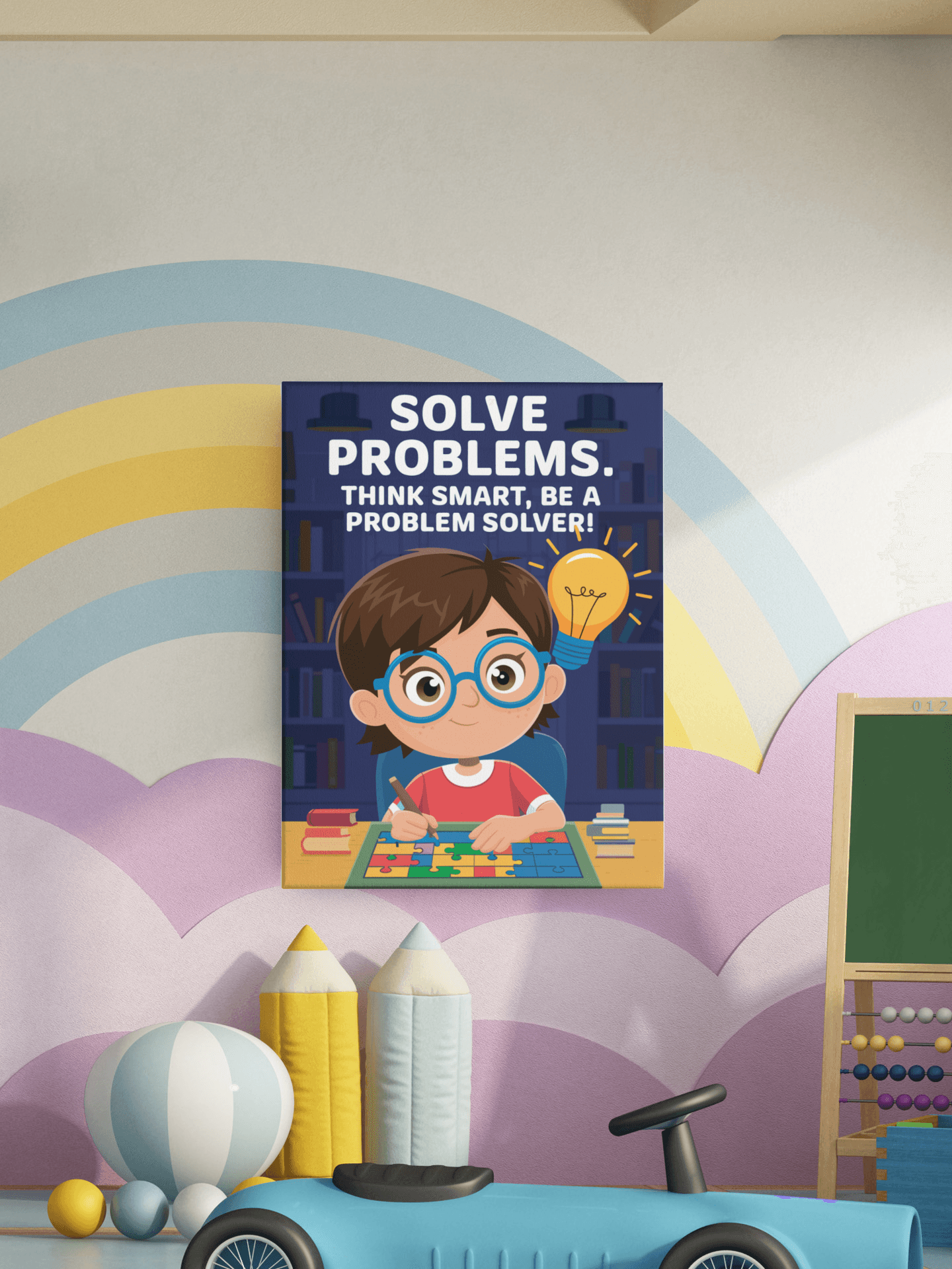 Solve Problems - Kids Poster with self adhesive strips