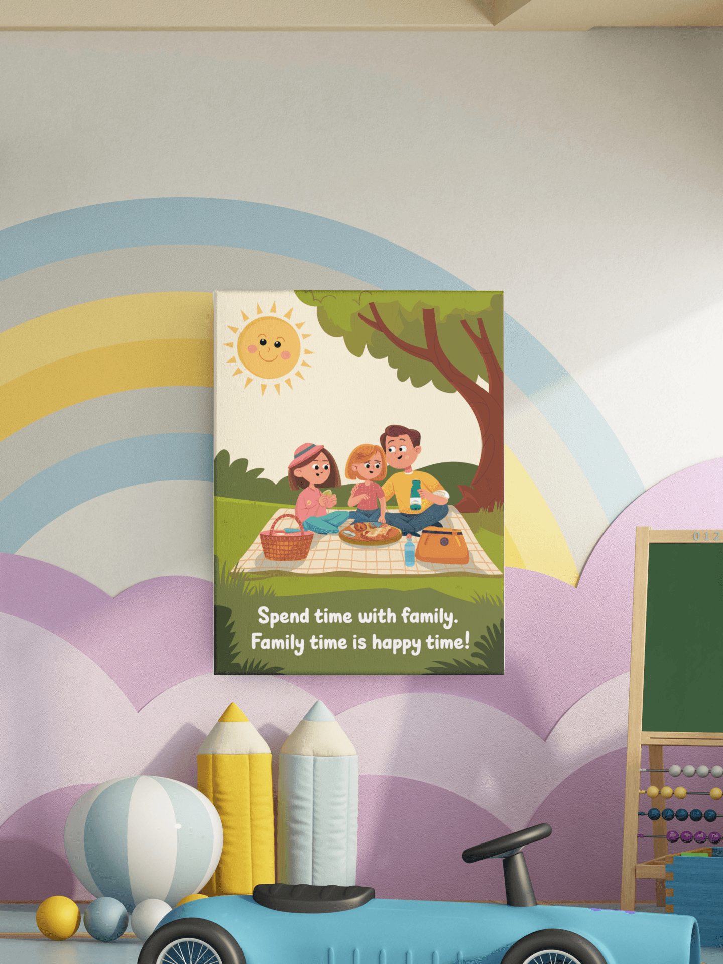 Spend Time With Family - Kids Poster with self adhesive strips