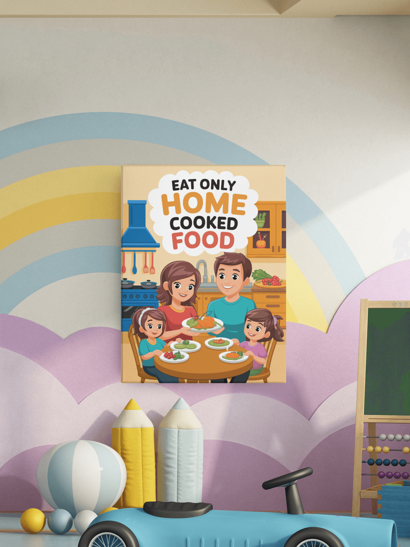 Eat only Home cooked food - Kids Poster with self adhesive strips