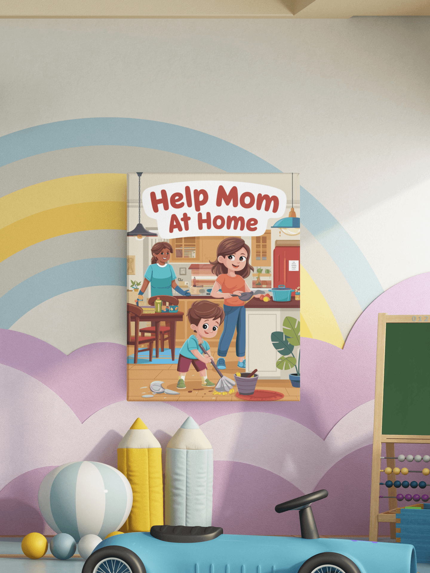 Help Mom At Home - Kids Poster with self adhesive strips