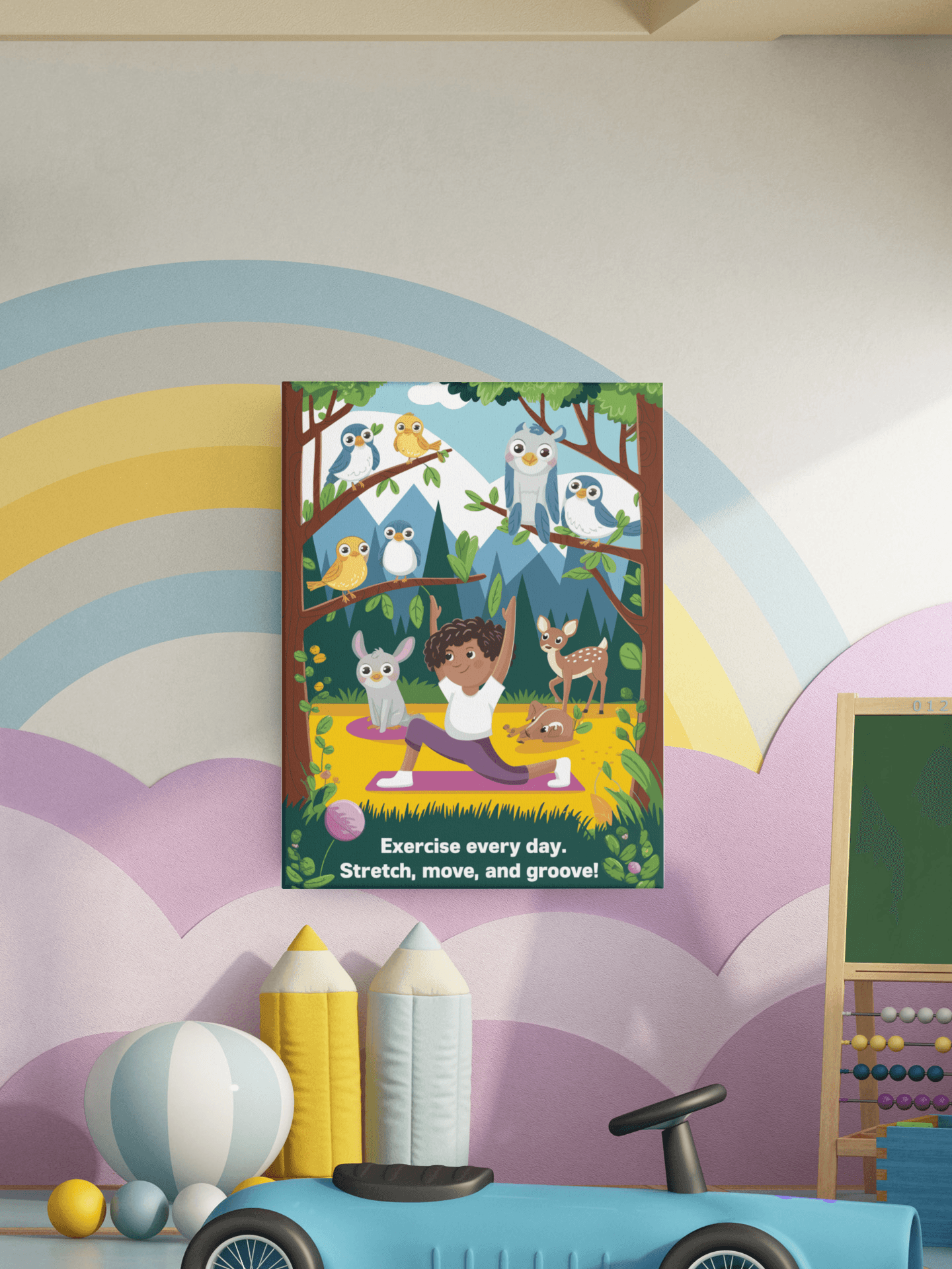 Exercise Daily - Kids Poster with self adhesive strips
