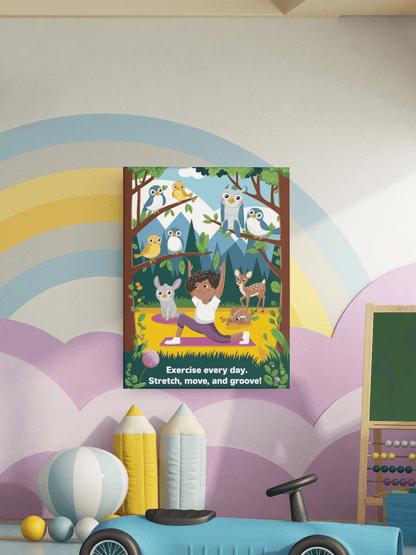 Exercise Daily - Kids Poster with self adhesive strips