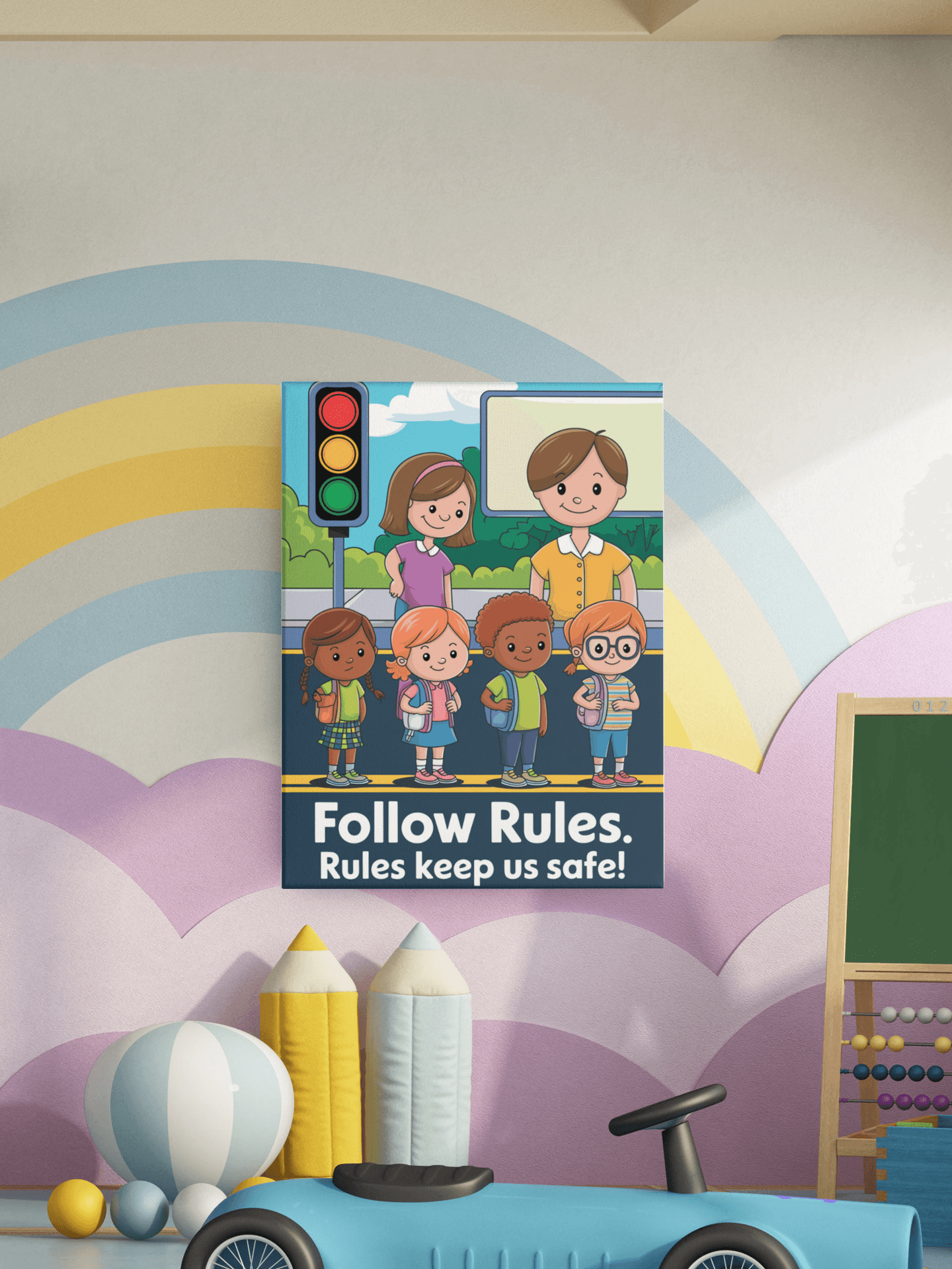 Follow Rules -  Kids Poster with self adhesive strips