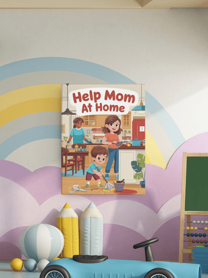 Help Mom At Home - Kids Poster with self adhesive strips