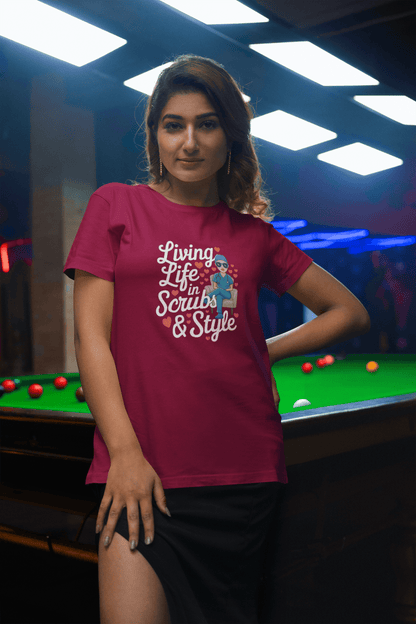 Living Life In Scrub and Style - Premium Tshirt For Women