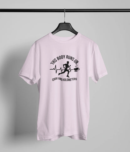This body runs on chai and KMs Tshirt