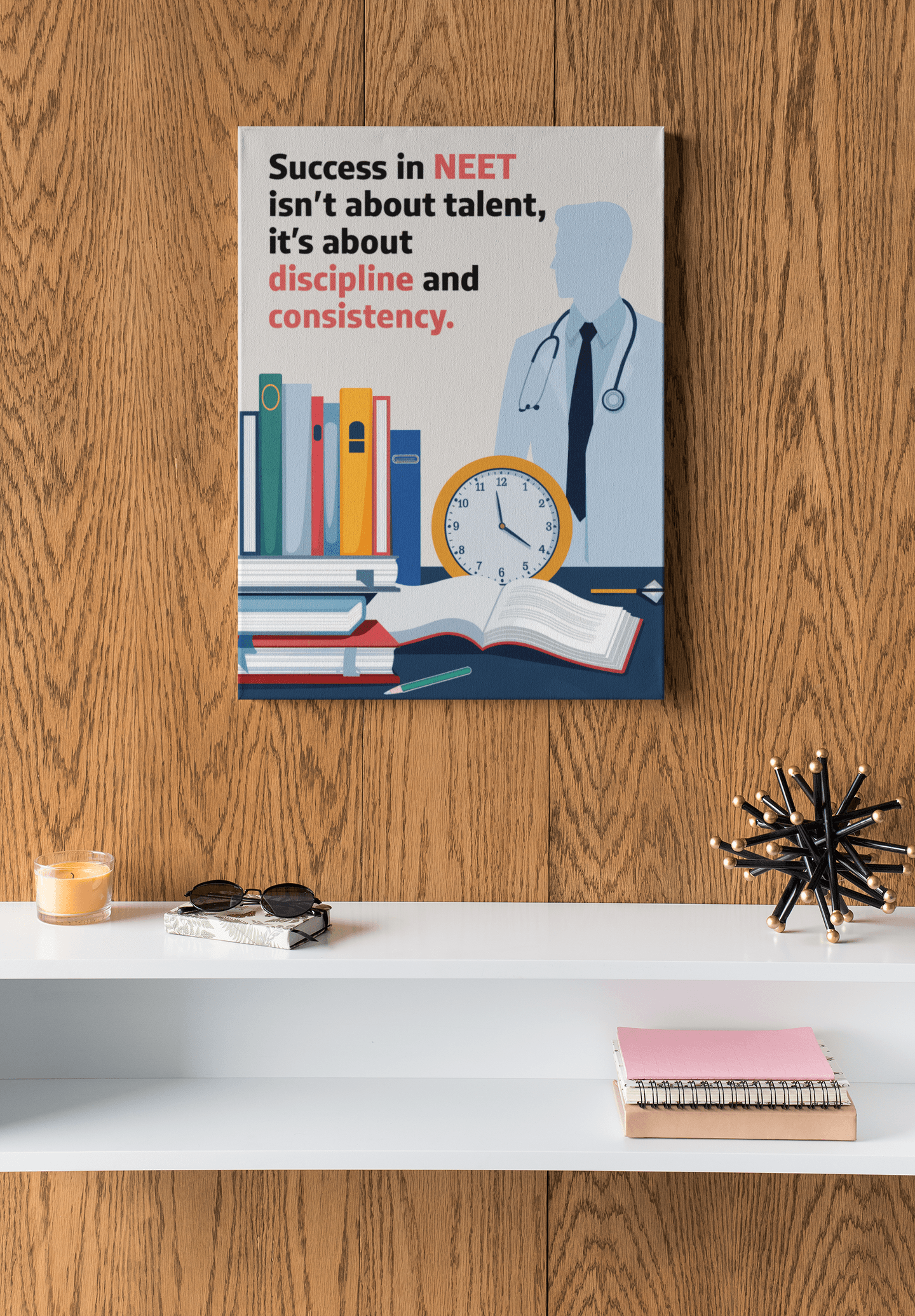 Consistency And Discipline - NEET Poster with self adhesive strips